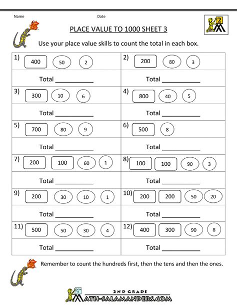 Math Place Value Worksheets to Hundreds