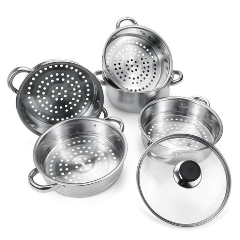 New 5 Sizes Steamer 5 Tier Steam Pot Stainless Steel Cookware Steaming ...