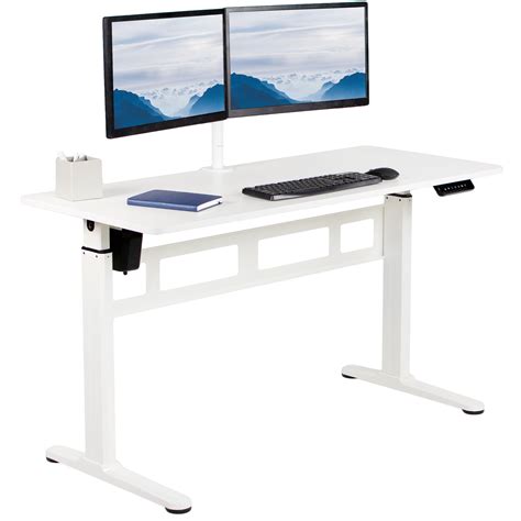 VIVO White 55" x 24" Electric Sit Stand Desk, Ergonomic Standing Height Adjustable Workstation ...