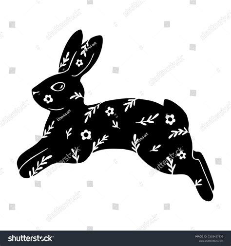 Floral Silhouette Jumping Rabbit Vector Graphic Stock Vector (Royalty Free) 2218427935 ...