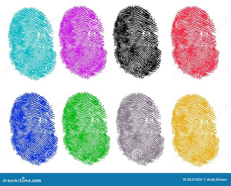 8 Colored Fingerprints Royalty Free Stock Image - Image: 8241826