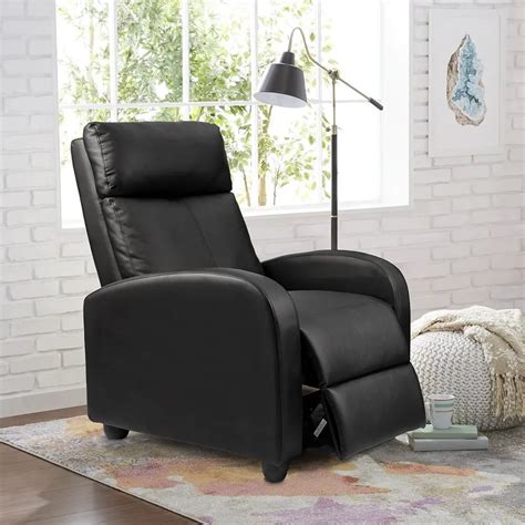 Homall Single Sofa Recliner Chair Padded Seat Black PU Leather Living Room Recliner Modern Sofa ...