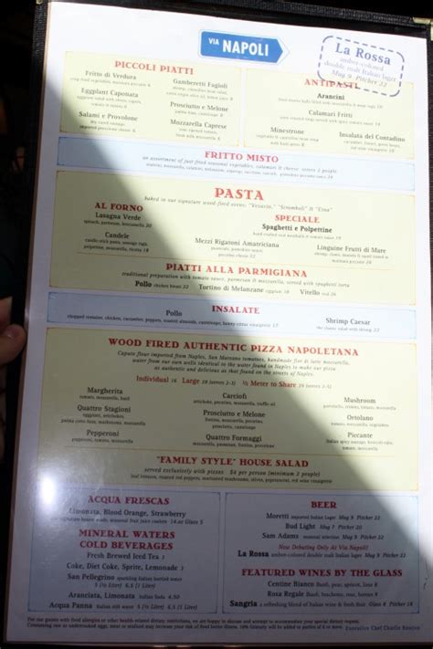 Via Napoli Menu | the disney food blog