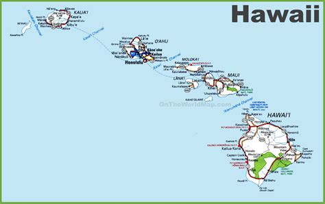 Hawaii road map - Ontheworldmap.com