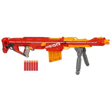 Nerf A3700 Centurion Mega Toy Blaster with Folding Bipod, 6-Dart Clip, 6 Official Mega Darts ...