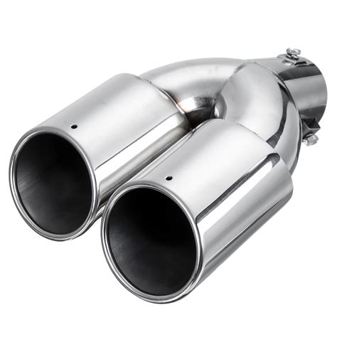 Automotive TAKPART Universal Dual Exhaust Pipe Tail Matte Carbon Fiber Exhaust Pipe 63mm In 89mm ...