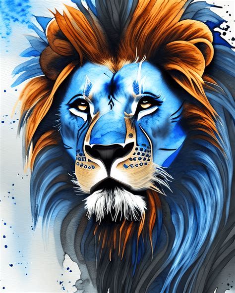 Blue Man Lion Warrior Painting · Creative Fabrica