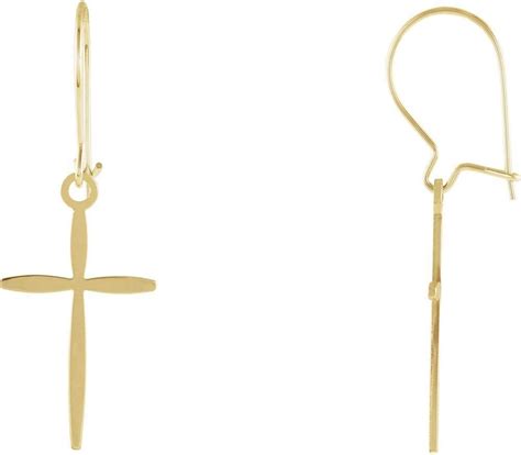 Amazon.com: 14k Yellow Gold Cross Earrings: Clothing, Shoes & Jewelry