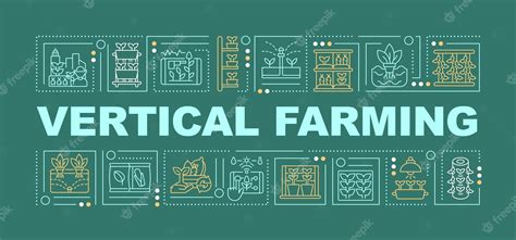 Premium Vector | Vertical farming text with various icons on dark green ...