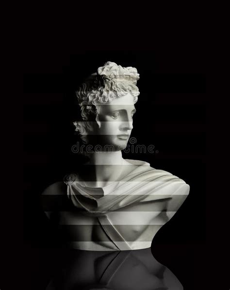 God Apollo Bust Sculpture. Ancient Greek God of Sun and Poetry Statue Isolated on Black. Stock ...