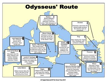 Odyssey Map - Sequencing Odysseus' Travels for Students and Teachers