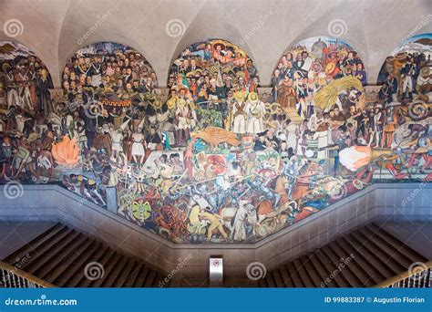 January 22, 2017. the History of Mexico, Diego Rivera Fresco Mural, National Palace, Mexico City ...