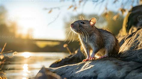 Close-up photo of a Rat looking in their habitat. Generative AI ...