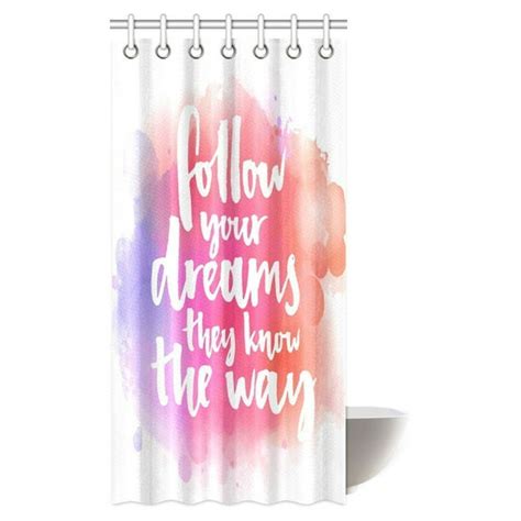 MYPOP Quotes Decor Shower Curtain, Follow Your Dreams, They Know the Way Fabric Bathroom Shower ...