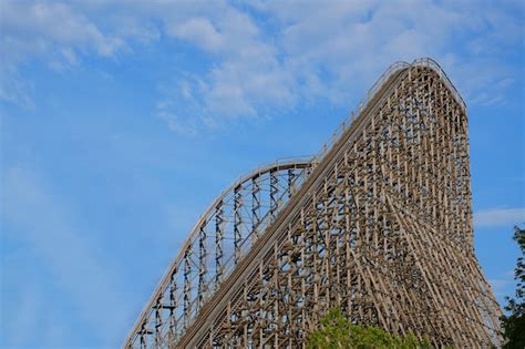 Premium Photo | Wooden roller coaster view on the construction of a large wooden rollercoaster