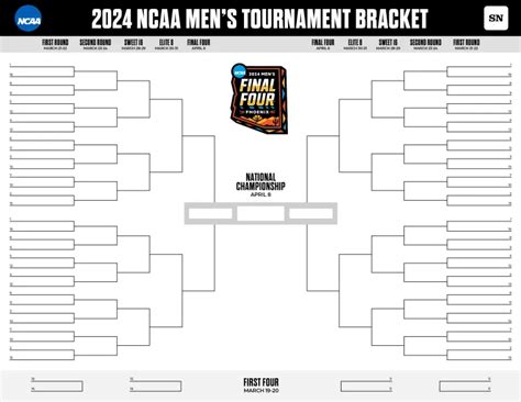 March Madness 2024 Bracket Printable - Dynah Christye