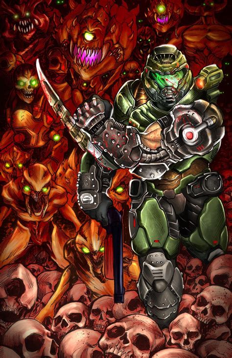 My finished doom slayer fan art. My wrist STILL hurts : r/Doom