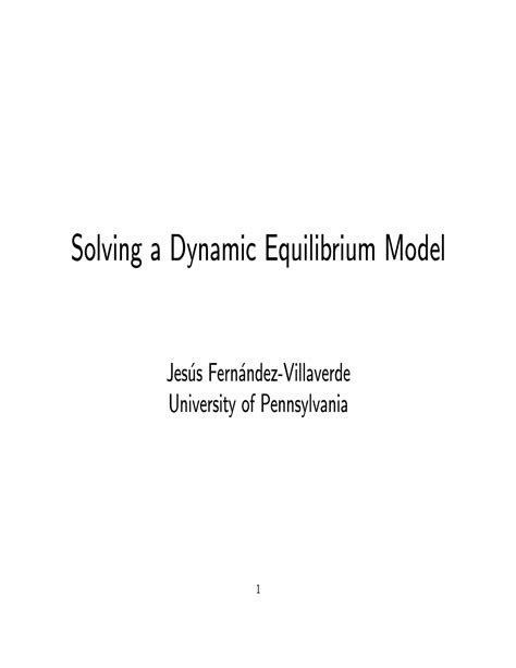 Solving a Dynamic Equilibrium Model - DocsLib