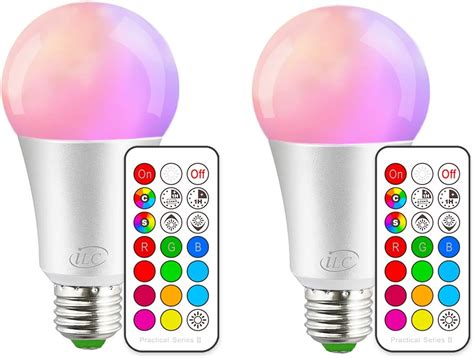 iLC Colour Changing Light Bulb Dimmable 10W E27 Edison Screw RGBW LED ...