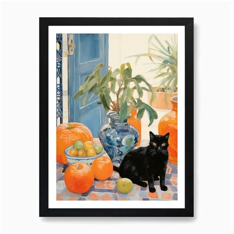 Black Cat With Oranges Art Print by anhphamkd93 - Fy