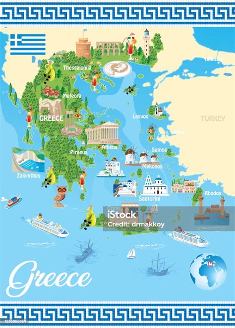 Cartoon Map Of Greece Stock Illustration - Download Image Now - Meteora ...