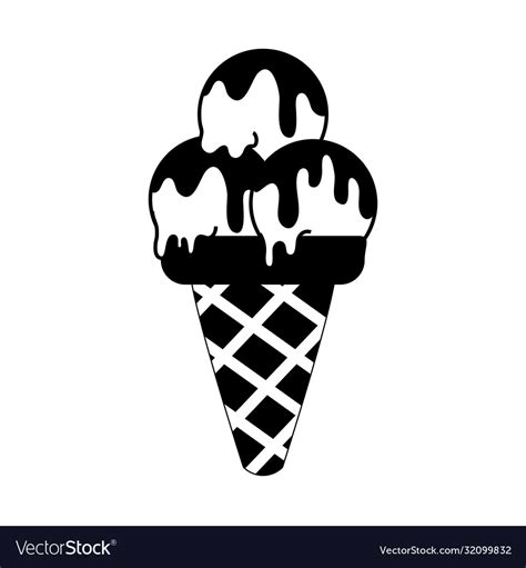 Ice cream cone dessert in silhouette style Vector Image