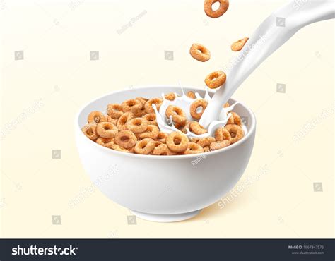 Bowl Ring Cereals Cheerios Pouring Milk Stock Vector (Royalty Free ...