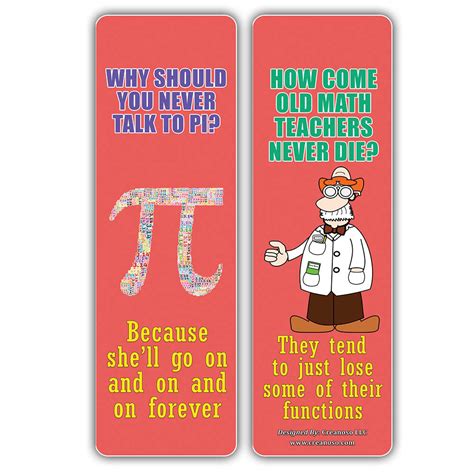 Creanoso Math Puns Bookmarks - Funny Puns and Jokes Book Page Clippers