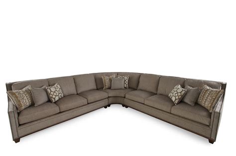 Traditional 256" Nailhead Trimmed Sectional in Sandstone Brown | Mathis Brothers Furniture