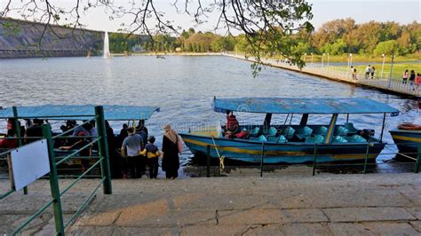 Mysore,Karnataka,India-February 12 2022: Tourists Enjoying Boat Trip Around Fountain in KRS Dam ...