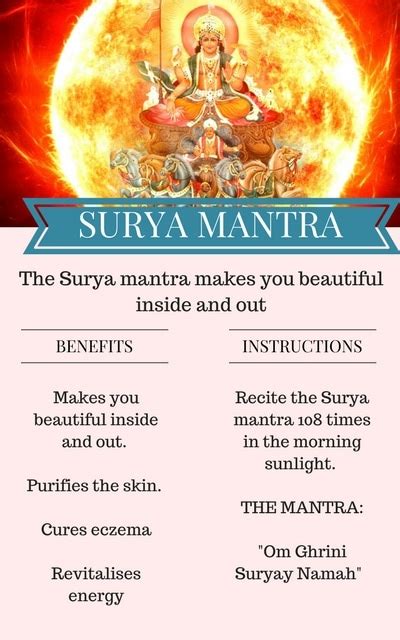 Surya Mantra For Beautiful Skin, Face And Hair, With Mudra