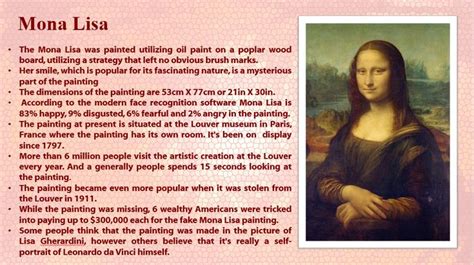 Interesting Facts of Mona Lisa | Mona lisa, Interesting science facts, Mona lisa facts