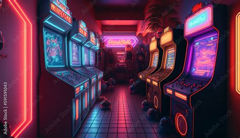 Neon Retro Arcade Stock Illustration | Adobe Stock