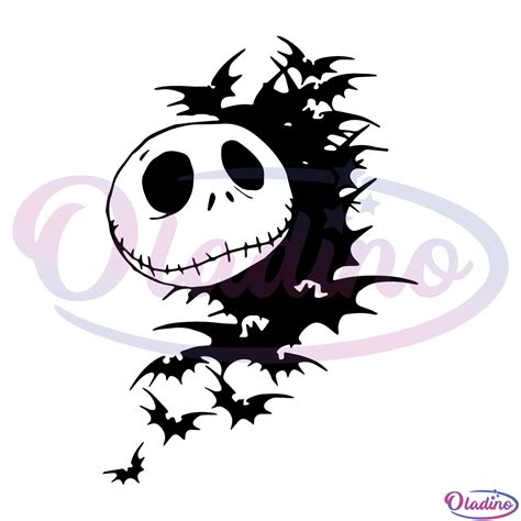 Halloween Jack Skellington With Bat SVG Silhouette