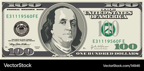 100 dollar bill Royalty Free Vector Image - VectorStock