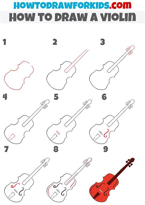 how to draw a violin step by step | Violin drawing, Drawing tutorial easy, Easy drawings