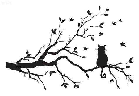 cat in a tree | Tree wall art, Tree drawing, Stencil wall art