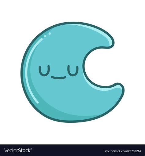 Kawaii blue moon emoticon cartoon Royalty Free Vector Image