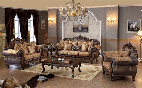 Luxurious Traditional Style 3pcs Sofa Set Formal Living Room Cherry Finish Sofa Loveseat Chair ...