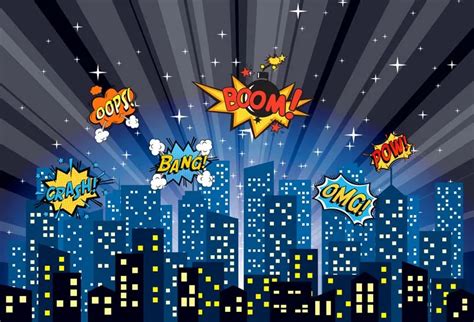 Vinyl photography backdrops Superhero Cartoon photo background Night ...