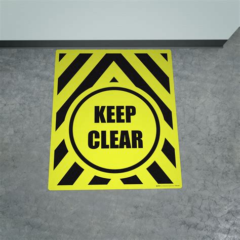 Keep Clear Yellow/Black Hazard Portrait - Large Floor Sign