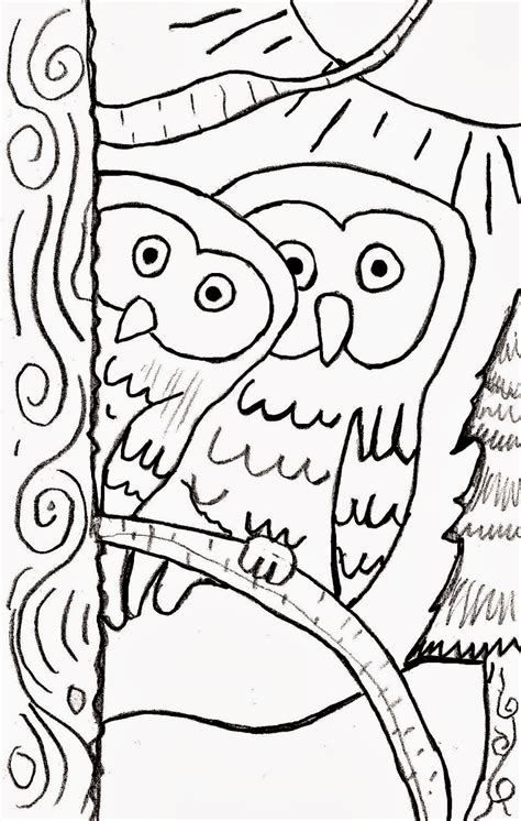 Christian Images In My Treasure Box: Home Drawn - Two Owls In A Tree