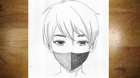 Easy Anime Sketch | How to Draw a Boy Wearing Face Mask - YouTube