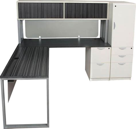 Modern L Shaped Desk with Hutch : Tiger Stripe, White : Express Office Furniture