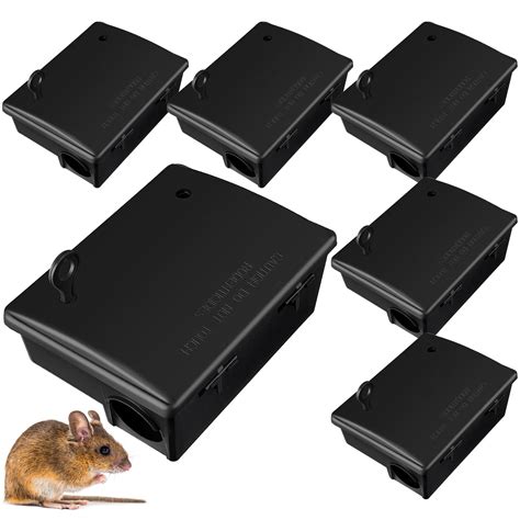 6 Pack Rat Bait Stations Large Rodent Bait Station with Key Reusable Mouse Bait Stations Mice ...