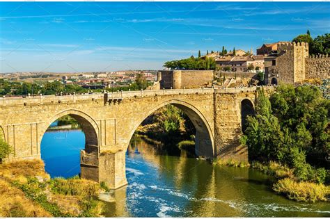 San Martin bridge in Toledo, Spain | Architecture Stock Photos ~ Creative Market