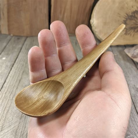 Wooden Spoon hand carved, handmade wood table spoon, dessert spoon sycamore wood, soup spoon for ...