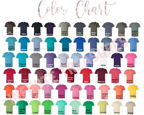 Gildan Shirt Colors Chart