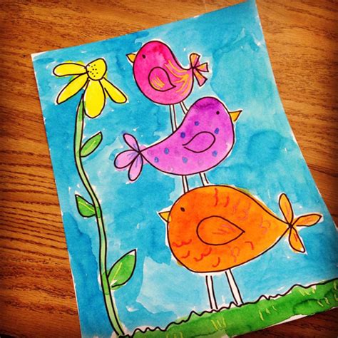 Stacked Little Birdies - Art Projects for Kids