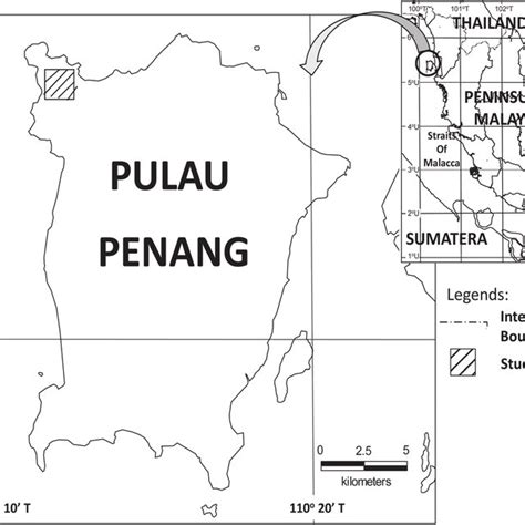 Map of Penang State showing the location of the study area (Penang ...